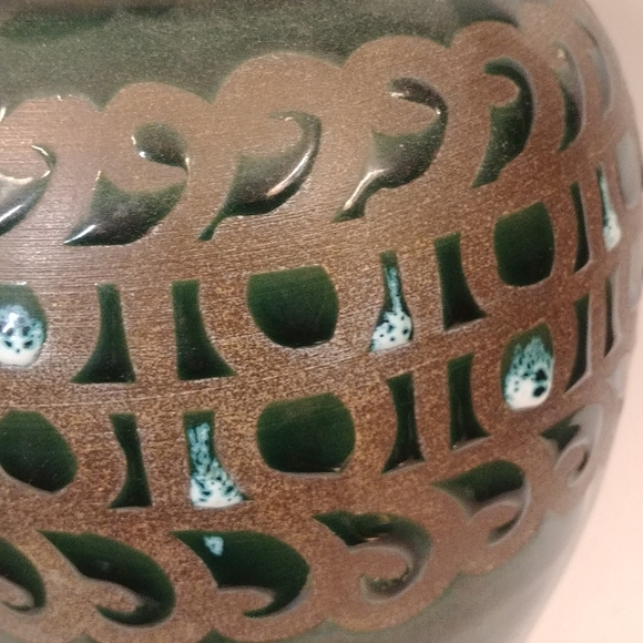 MCM Green Glazed Studio Pottery Ceramic Texture Vase Italy Fratelli Fanciullassi - Picture 4 of 6